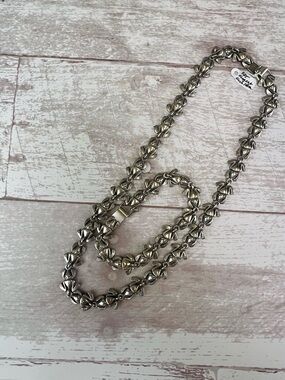 Sterling Silver Frog Link Necklace and Bracelet set